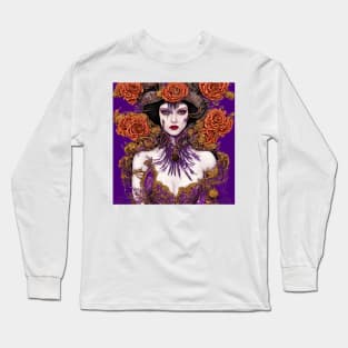 Violet Model Feather Dress Wall Art Long Sleeve T-Shirt